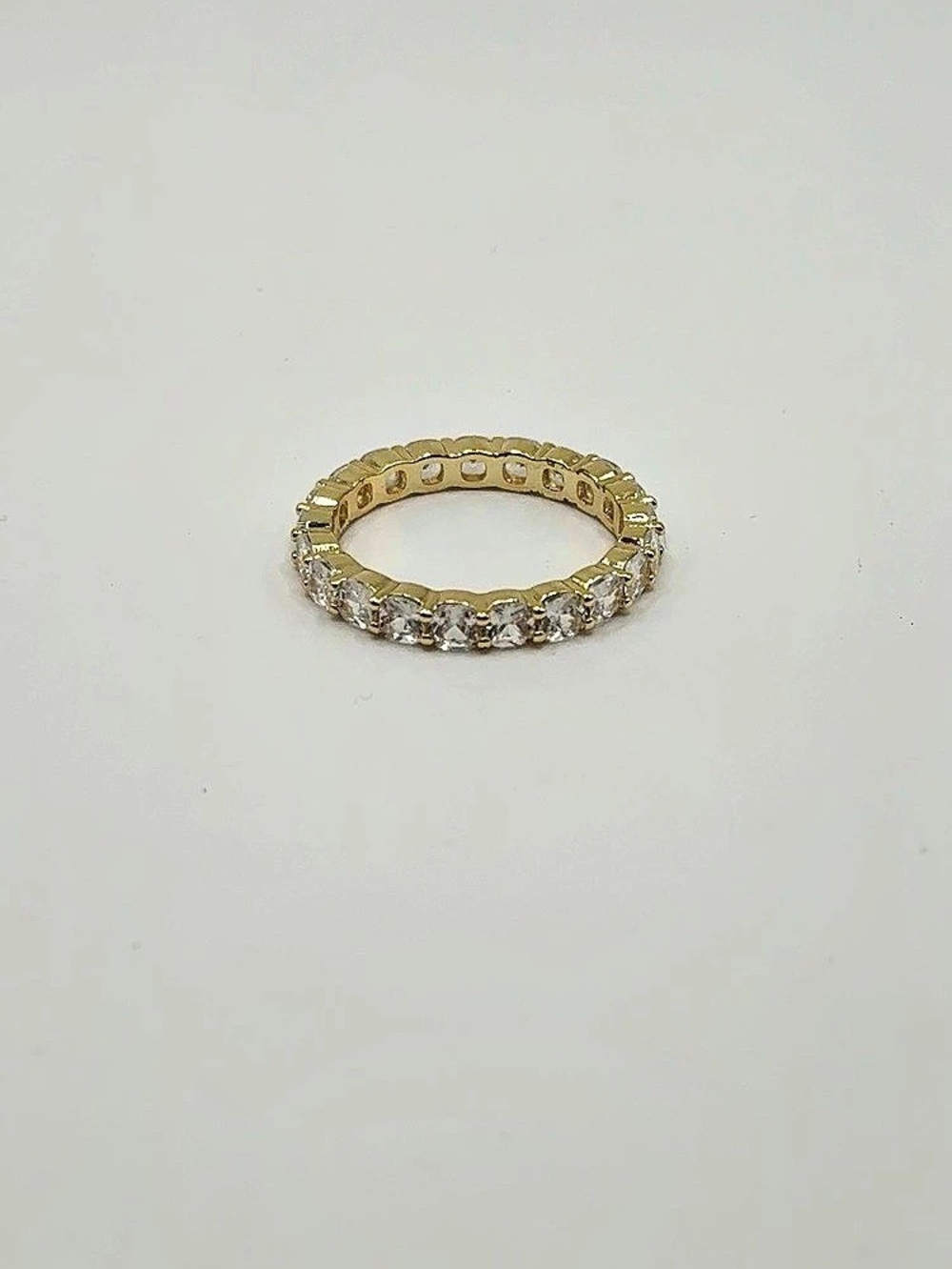 14K Yellow Gold Plated CZ Eternity Band Ring | Square Cut Cubic Zirconia 8